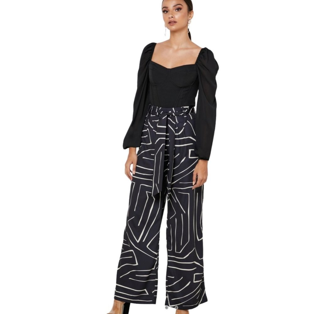 4th & Reckless Women's Wide Leg Pants Belted ‎ Size 8